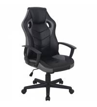 Кресло компьютерное  "Fighter GM-008", экокожа, черное/серое, 532507