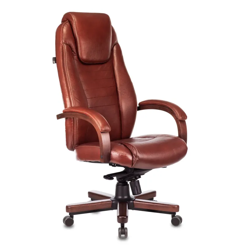 Кресло руководителя Бюрократ T-9923WALNUT светло-коричневый Leather Eichel кожа крестовина металл/дерево главное фото